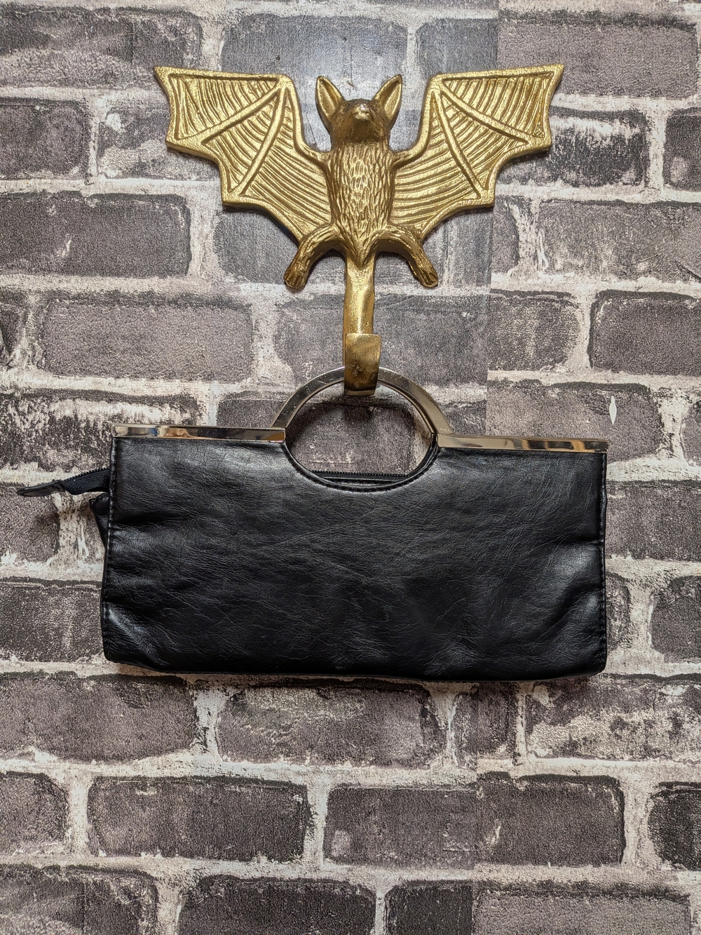 Vintage Candies Black Faux Leather Handheld Clutch - Sleek Minimalist Style